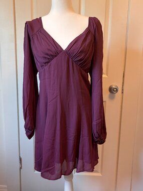 Abercrombie Burgundy Square Neck Long Sleeve Dress